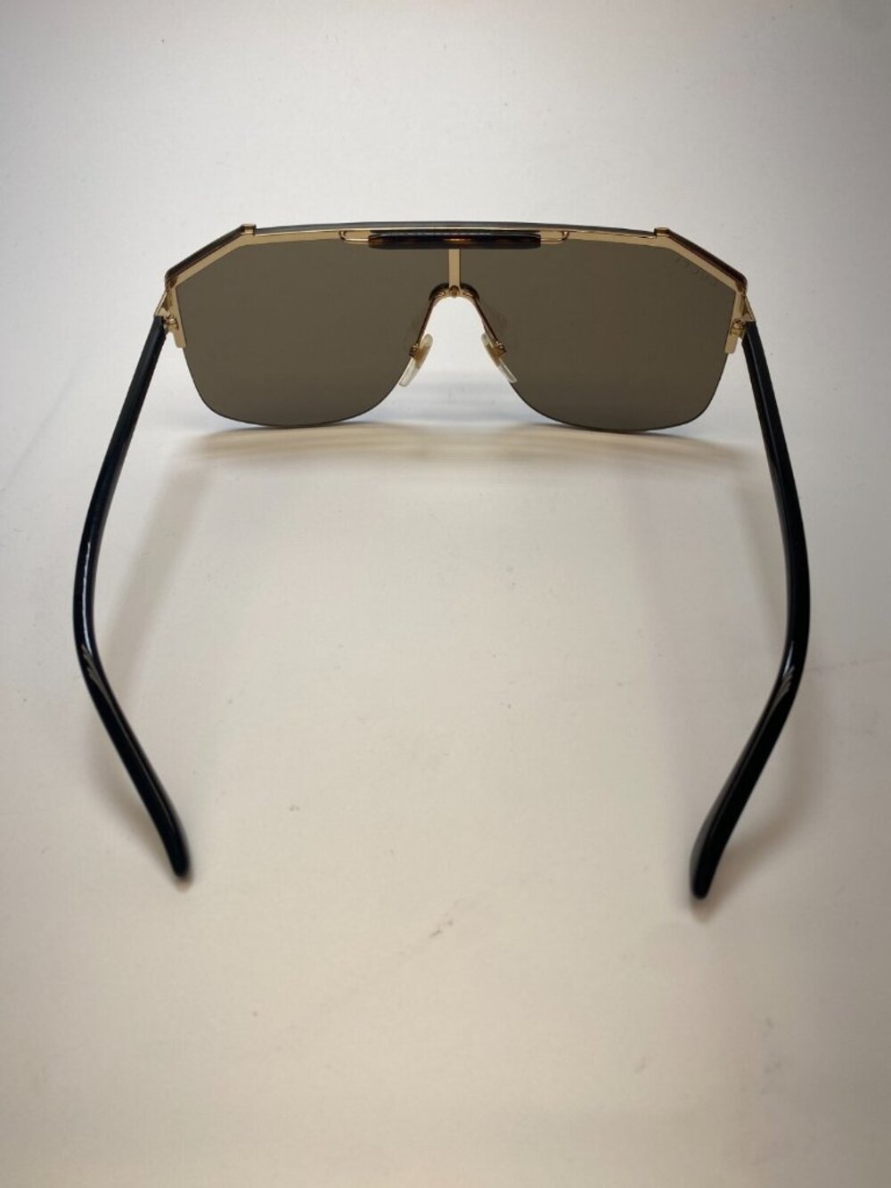 Gucci Womens Brown Sqyare Oversized Gold Frameless 62MM Shield Sunglasses - Picture 8 of 9